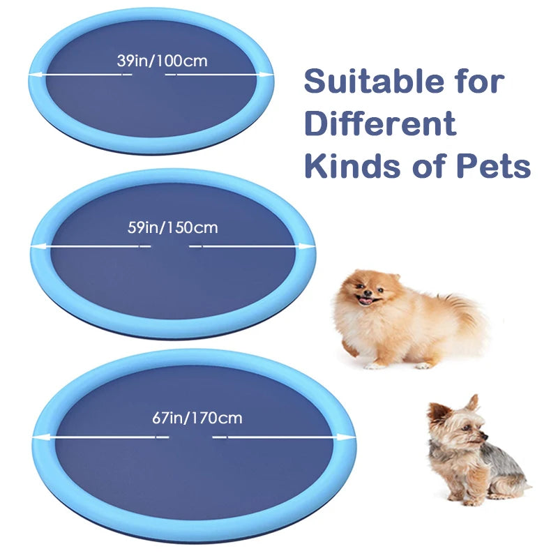 170Cm Summer Pet Swimming Pool Dog Splash Sprinkler Pad Inflatable Mat Cooling Dogs Outdoor Play Water Mat Toys for Pet Children