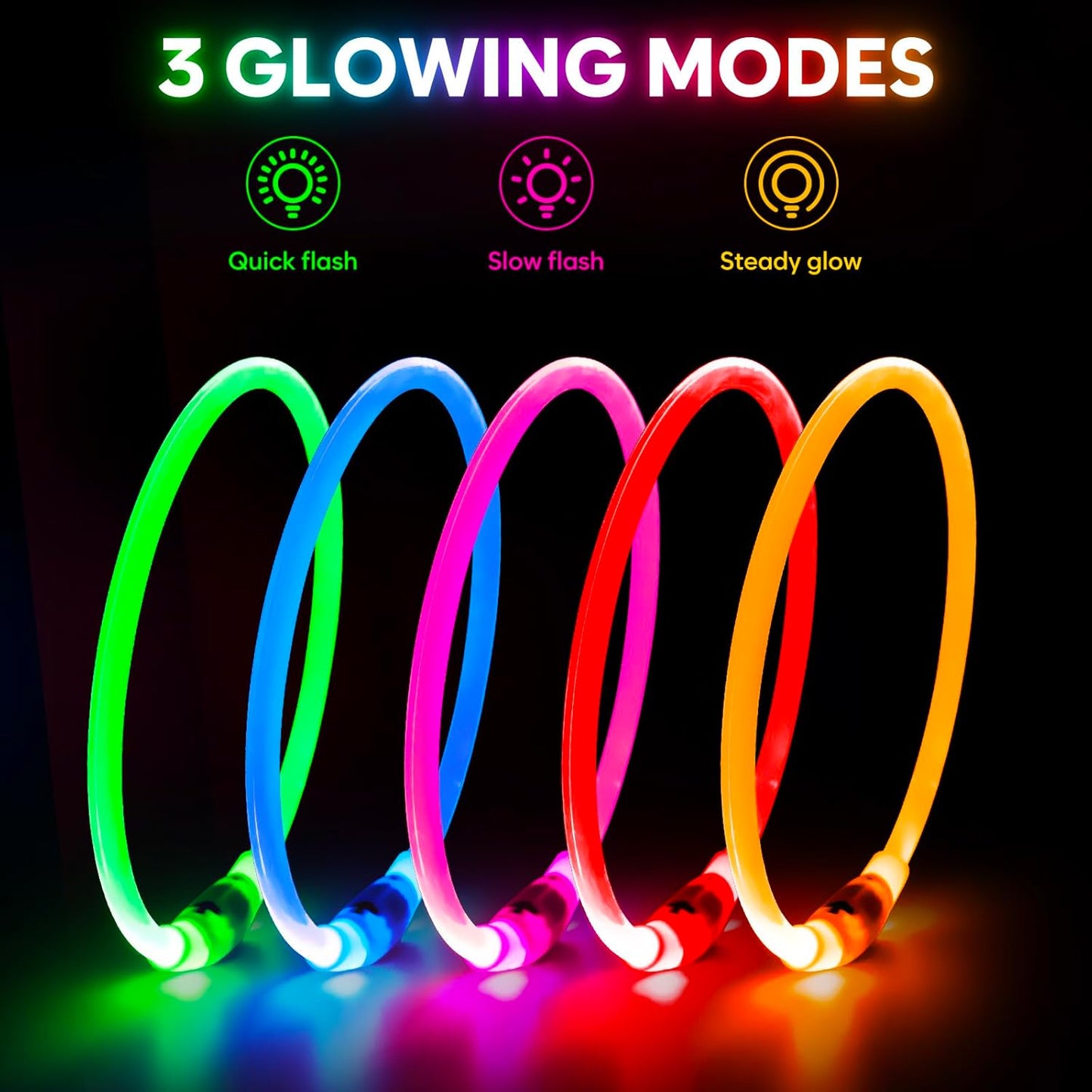 Led Dog Collar - Waterproof Lighted Doggie Collars for Night Rechargeable, High Visibility TPU Cuttable Lighted Pet Collar (Red)