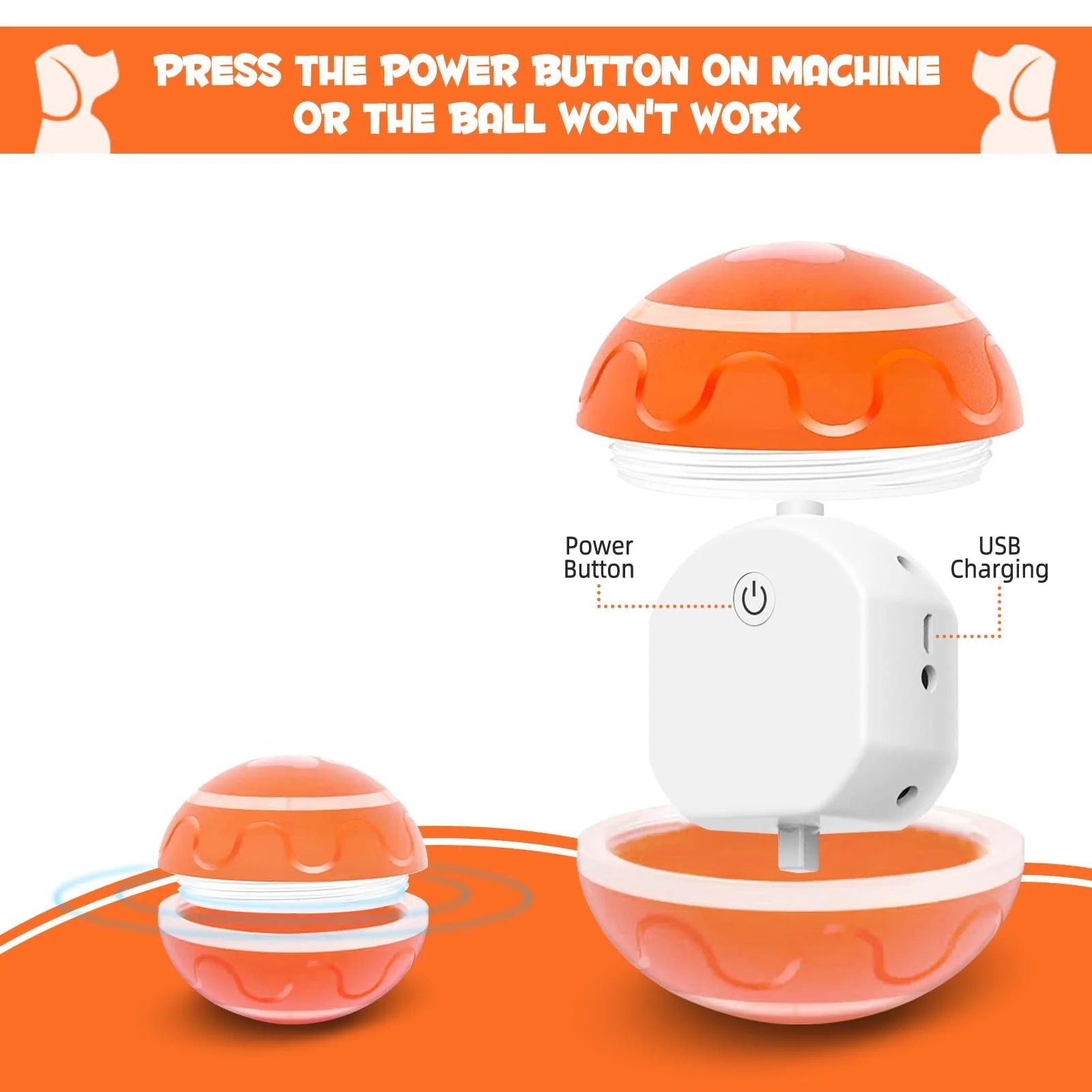 Pet Automatic Orange Toy Ball