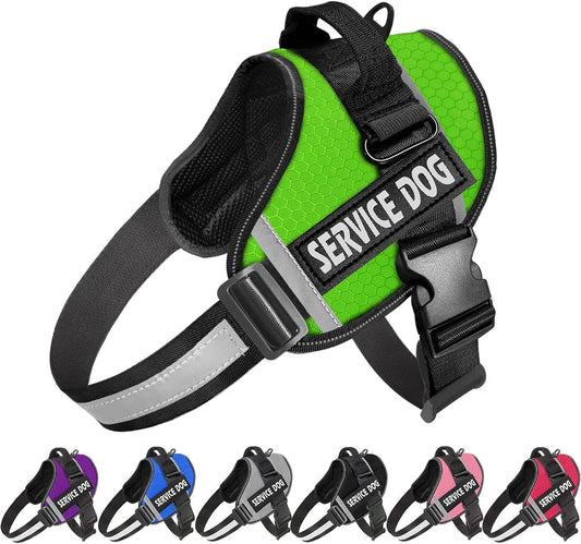 Dog Harness,No-Pull Service Dog Harness with Handle Adjustable Outdoor Pet Dog Vest 3M Reflective Nylon Material Vest for Breeds,Easy Control for Small Medium Large Dogs