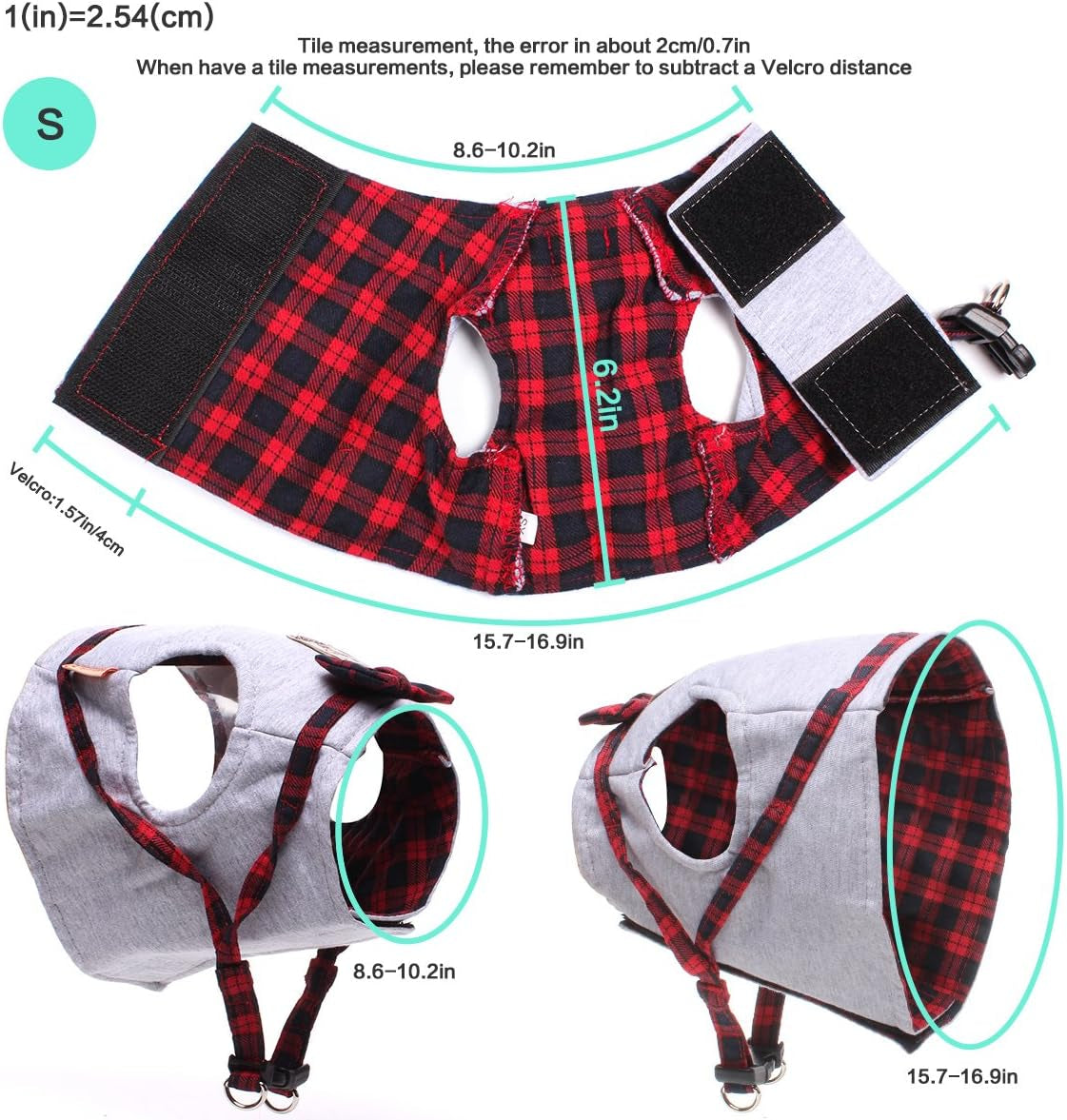Cat Harness and Leash Set, Leash Adjustable Comfortable Soft Harness Jacket Vest, for Cats Puppy Safety Walk/Run(S, Gray)