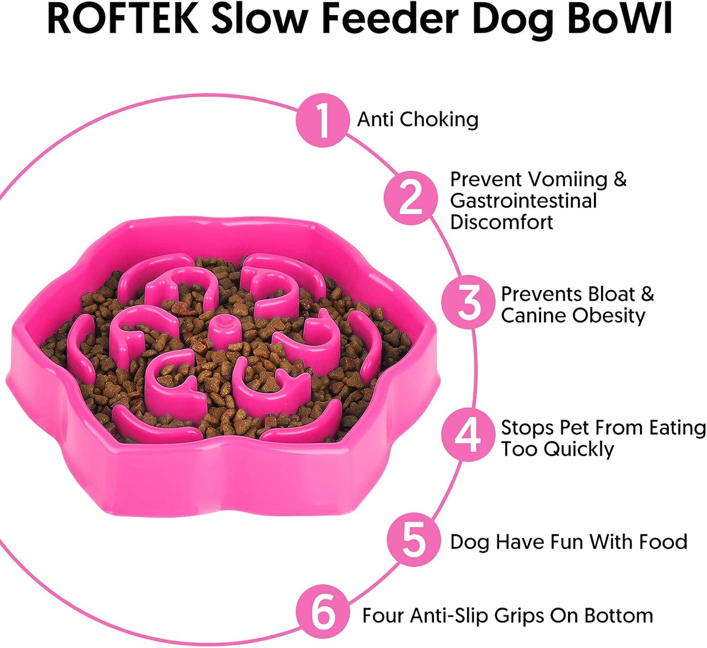 Slow Feeding Bowl, Polypropylene Dog Bowl, 600 Ml, for Medium Small Breed & Puppies, Promotes Healthy Eating