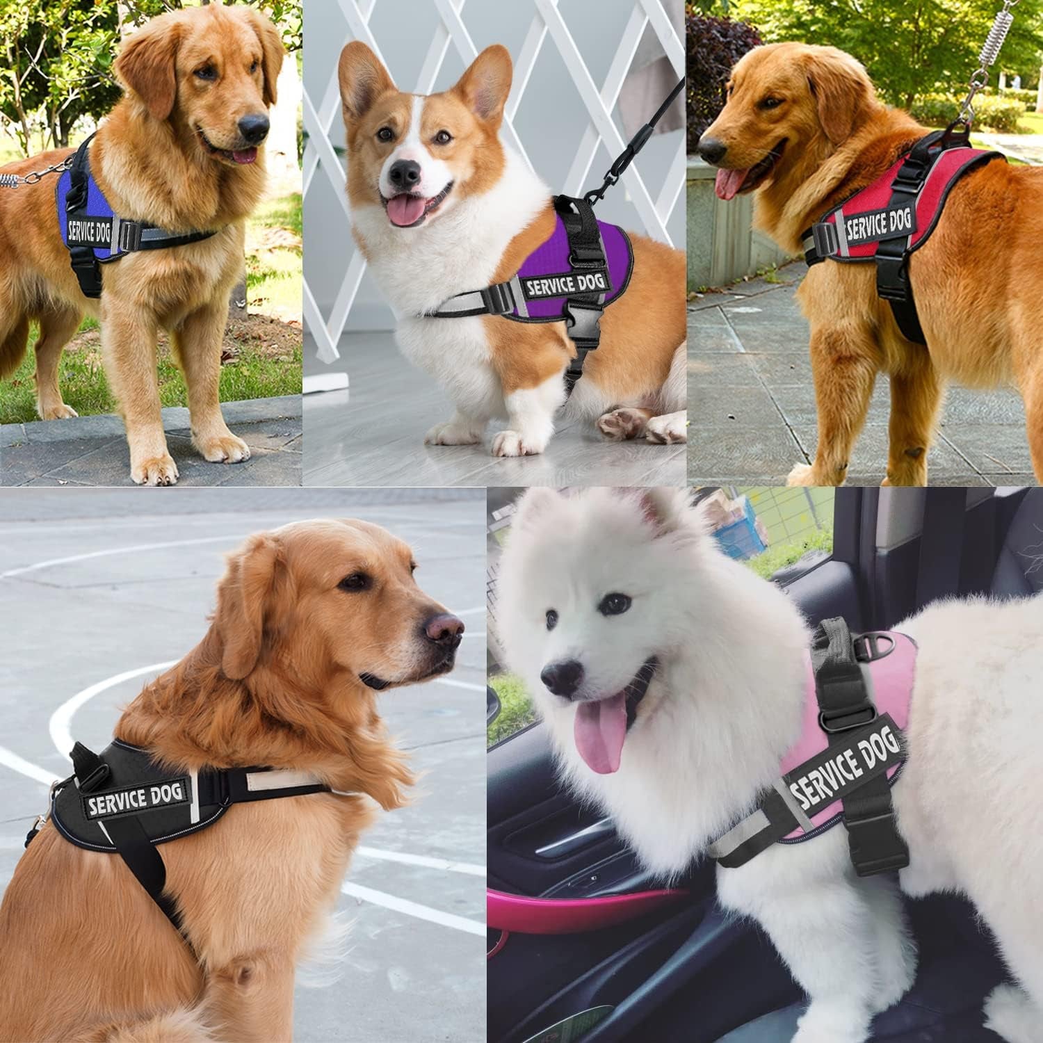 Dog Harness,No-Pull Service Dog Harness with Handle Adjustable Outdoor Pet Dog Vest 3M Reflective Nylon Material Vest for Breeds,Easy Control for Small Medium Large Dogs