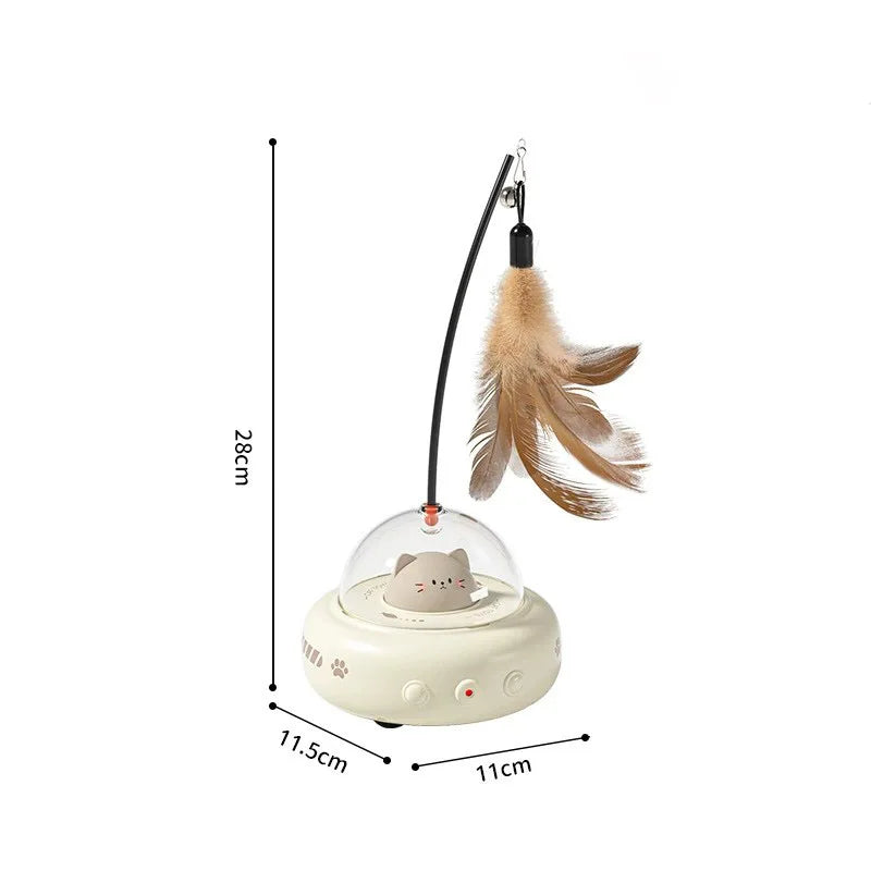 Smart Teaser Cat Feather Interactive Toy Electric Cat Teaser Stick with Bell Training Pet Toys Replaceable Cat Supplies