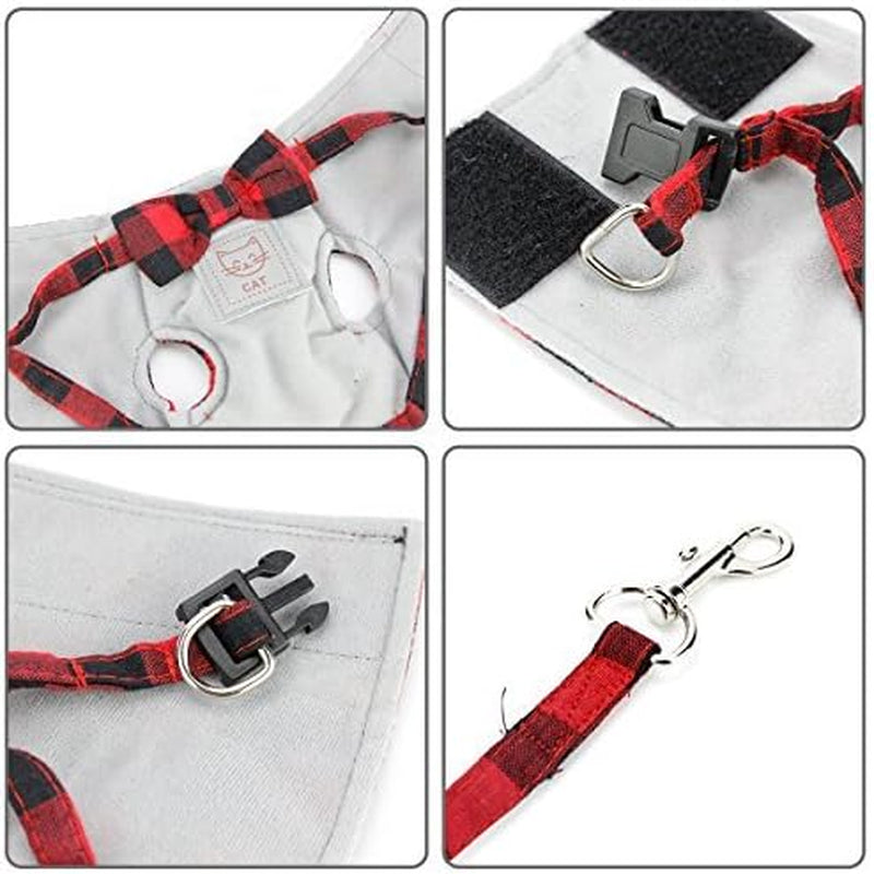Cat Harness and Leash Set, Leash Adjustable Comfortable Soft Harness Jacket Vest, for Cats Puppy Safety Walk/Run(S, Gray)