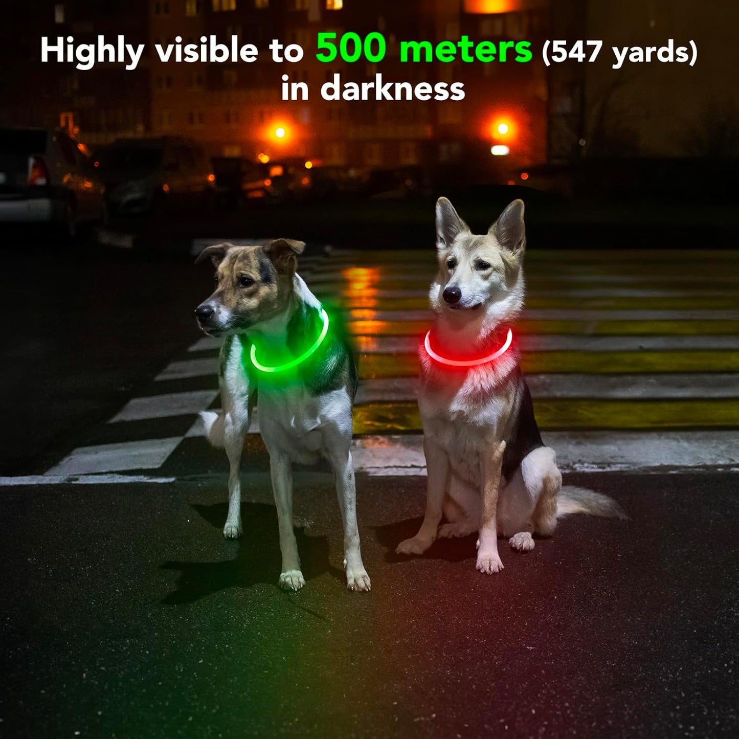 Led Dog Collar - Waterproof Lighted Doggie Collars for Night Rechargeable, High Visibility TPU Cuttable Lighted Pet Collar (Red)