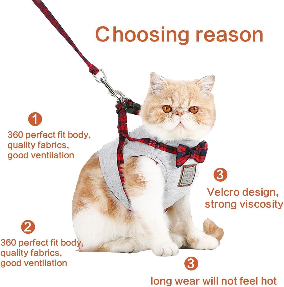 Cat Harness and Leash Set, Leash Adjustable Comfortable Soft Harness Jacket Vest, for Cats Puppy Safety Walk/Run(S, Gray)