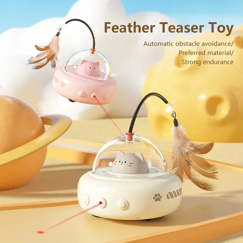 Smart Teaser Cat Feather Interactive Toy Electric Cat Teaser Stick with Bell Training Pet Toys Replaceable Cat Supplies
